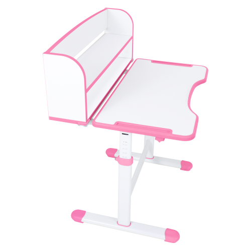 Rastúci písací stôl a stolička, ružová/biela, set ZION