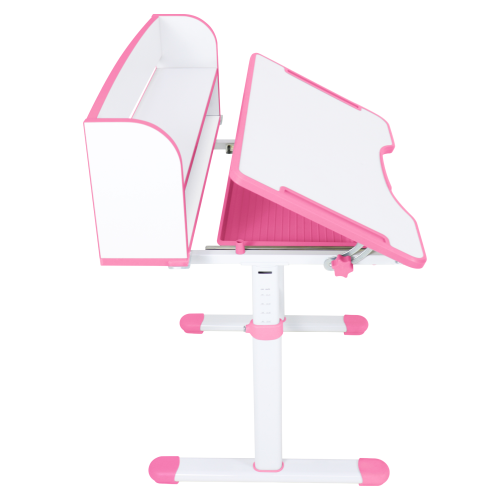 Rastúci písací stôl a stolička, ružová/biela, set ZION