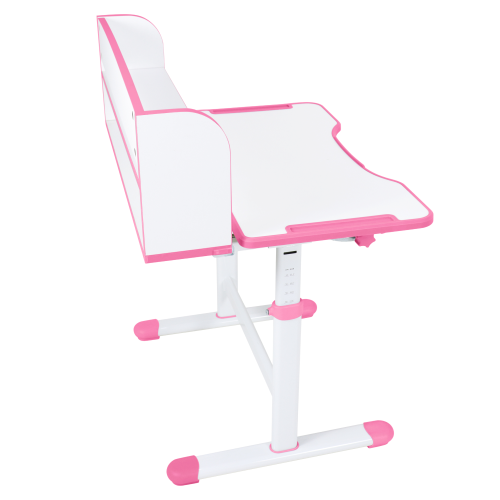 Rastúci písací stôl a stolička, ružová/biela, set ZION
