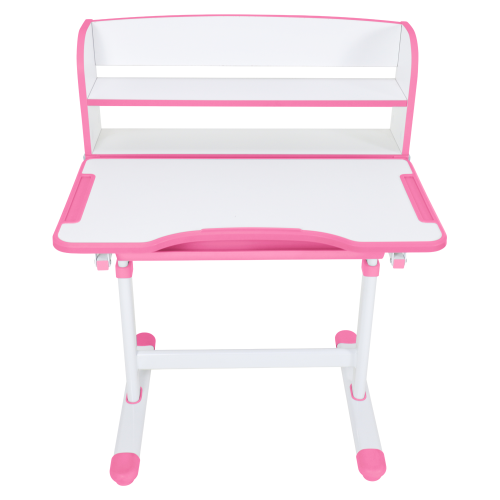 Rastúci písací stôl a stolička, ružová/biela, set ZION