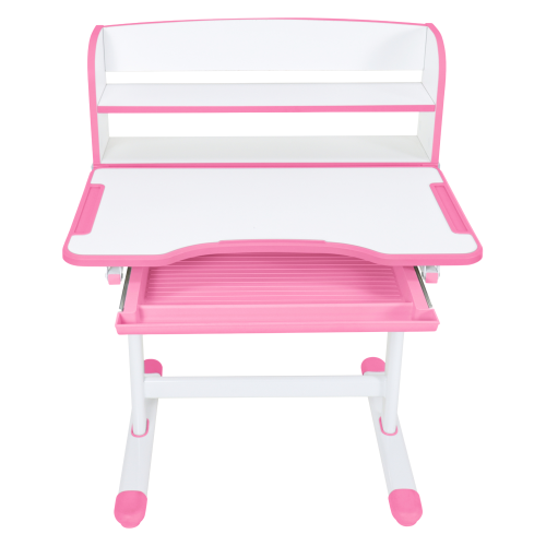 Rastúci písací stôl a stolička, ružová/biela, set ZION