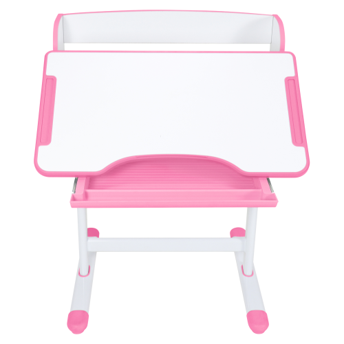 Rastúci písací stôl a stolička, ružová/biela, set ZION