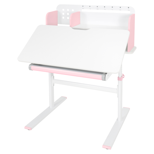 Rastúci písací stôl, ružová/biela, ADAN