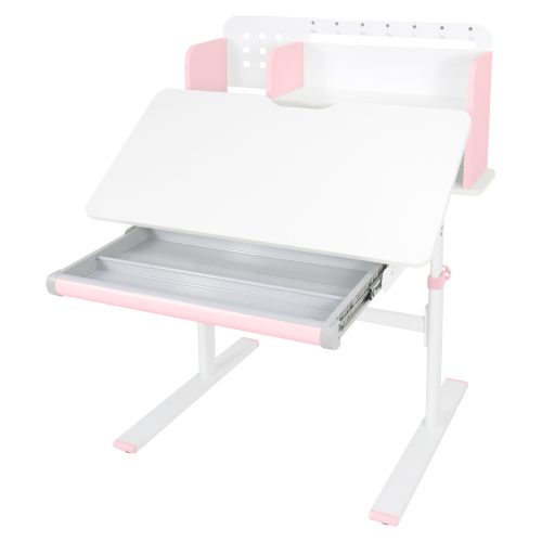 Rastúci písací stôl, ružová/biela, ADAN