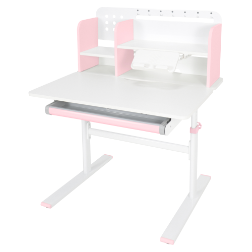 Rastúci písací stôl, ružová/biela, ADAN