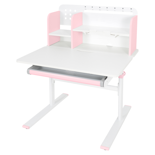 Rastúci písací stôl, ružová/biela, ADAN
