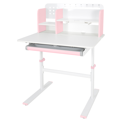 Rastúci písací stôl, ružová/biela, ADAN