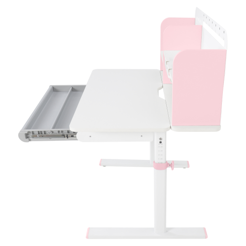 Rastúci písací stôl, ružová/biela, ADAN
