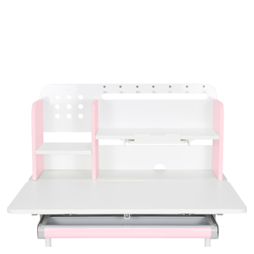 Rastúci písací stôl, ružová/biela, ADAN