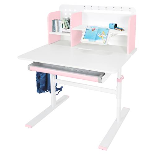 Rastúci písací stôl, ružová/biela, ADAN