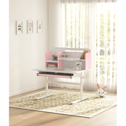Rastúci písací stôl, ružová/biela, ADAN