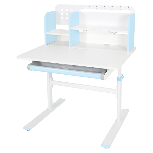 Rastúci písací stôl, modrá/biela, ADAN