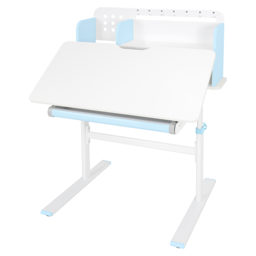 Rastúci písací stôl, modrá/biela, ADAN