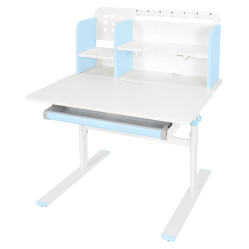 Rastúci písací stôl, modrá/biela, ADAN