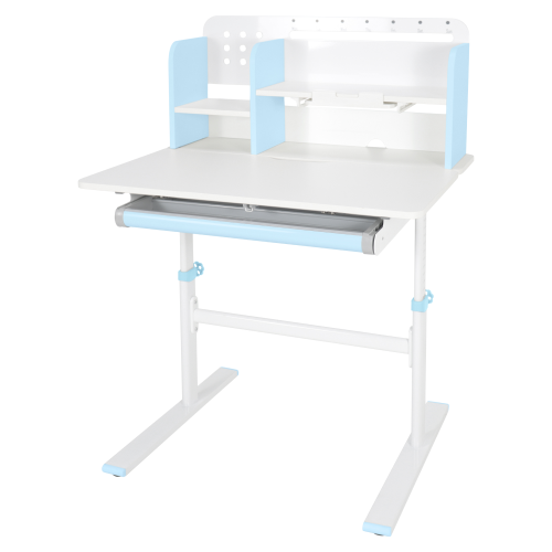 Rastúci písací stôl, modrá/biela, ADAN