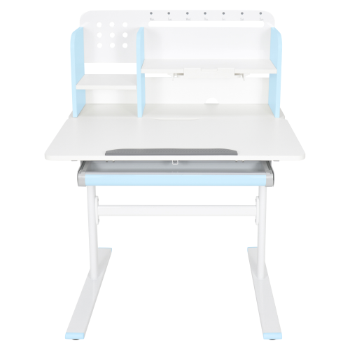 Rastúci písací stôl, modrá/biela, ADAN