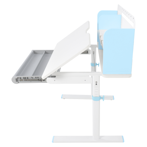 Rastúci písací stôl, modrá/biela, ADAN