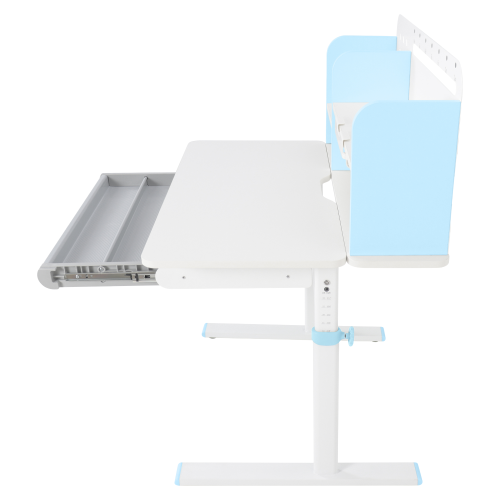 Rastúci písací stôl, modrá/biela, ADAN