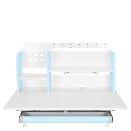 Rastúci písací stôl, modrá/biela, ADAN