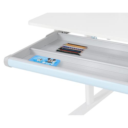 Rastúci písací stôl, modrá/biela, ADAN