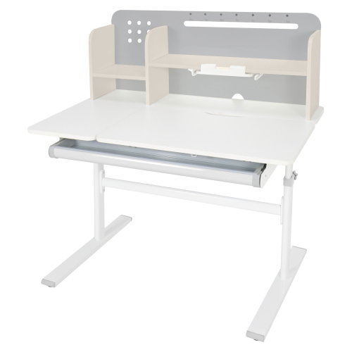 Rastúci písací stôl, sivá/biela, ODIN