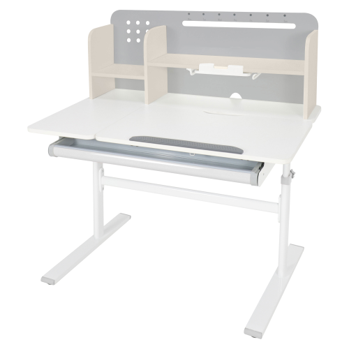 Rastúci písací stôl, sivá/biela, ODIN