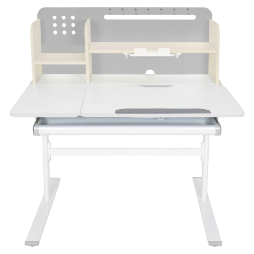 Rastúci písací stôl, sivá/biela, ODIN