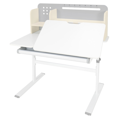 Rastúci písací stôl, sivá/biela, ODIN