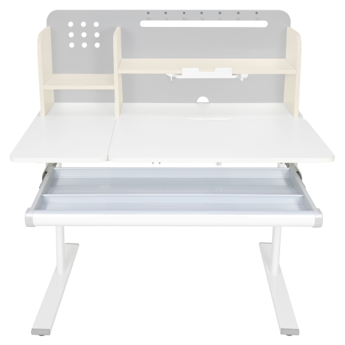 Rastúci písací stôl, sivá/biela, ODIN