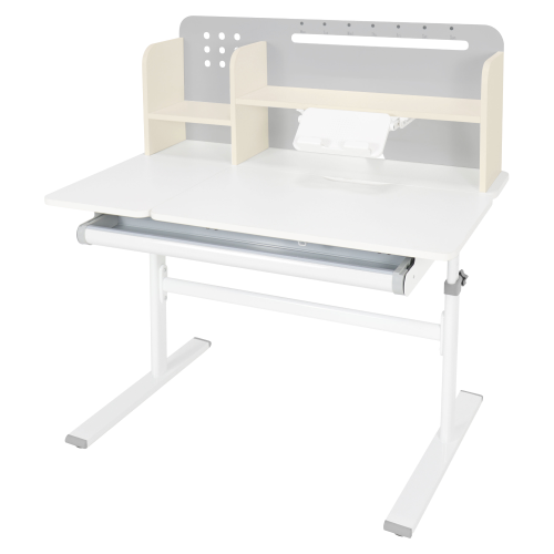 Rastúci písací stôl, sivá/biela, ODIN