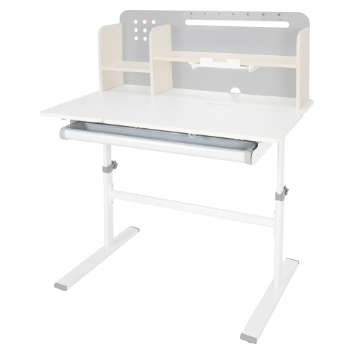 Rastúci písací stôl, sivá/biela, ODIN