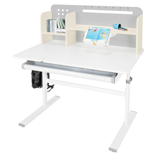 Rastúci písací stôl, sivá/biela, ODIN