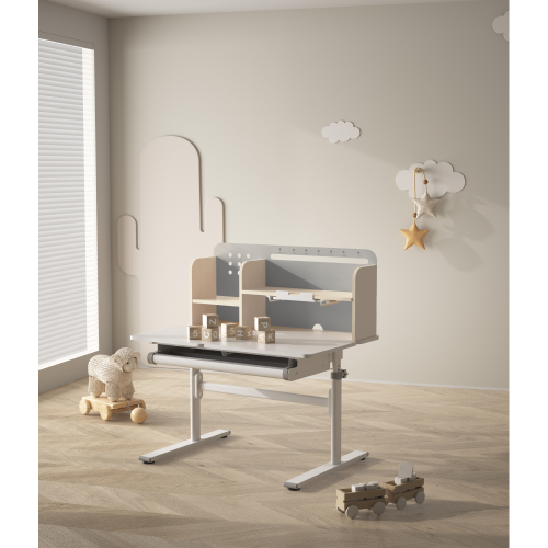 Rastúci písací stôl, sivá/biela, ODIN