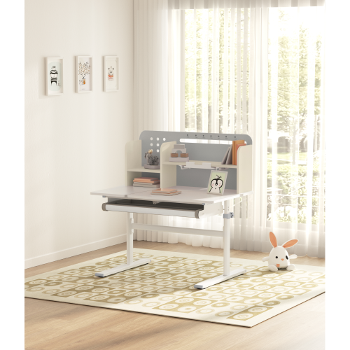 Rastúci písací stôl, sivá/biela, ODIN