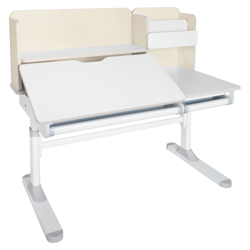 Rastúci písací stôl, natural/biela, LEDIN