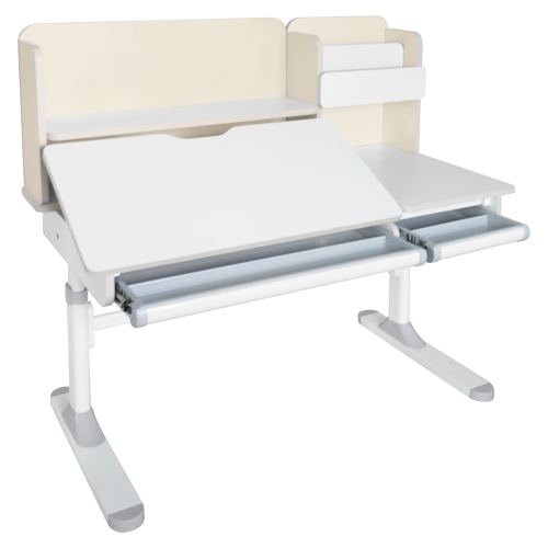 Rastúci písací stôl, natural/biela, LEDIN