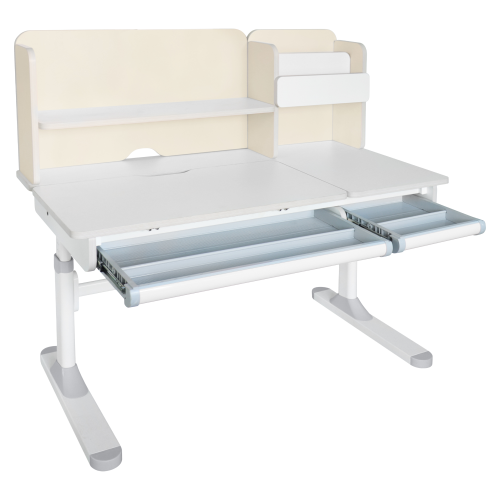 Rastúci písací stôl, natural/biela, LEDIN