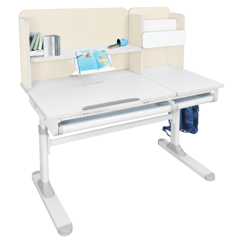 Rastúci písací stôl, natural/biela, LEDIN