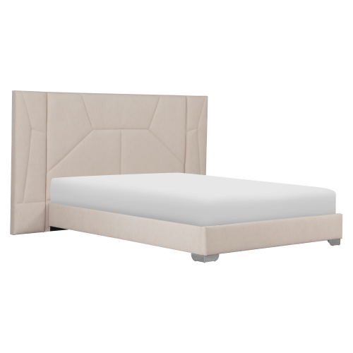 Posteľ s roštom a LED osvetlením, 160x200, béžová Velvet látka, ALTESA