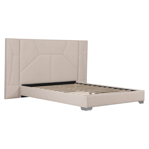 Posteľ s roštom a LED osvetlením, 160x200, béžová Velvet látka, ALTESA