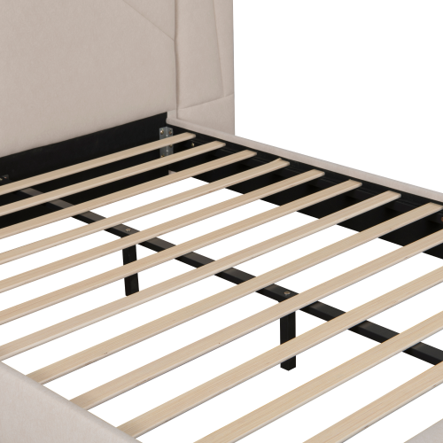 Posteľ s roštom a LED osvetlením, 160x200, béžová Velvet látka, ALTESA