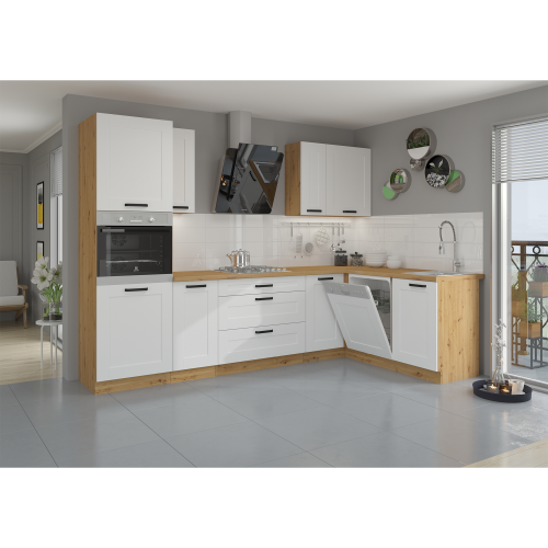 Dvierka na umývačku riadu, biela/dub artisan, LULA ZM 570x446