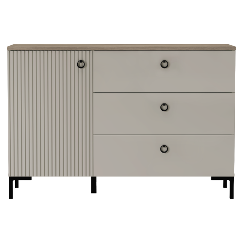 Komoda, sivohnedá Taupe/dub silverjack, DOMCA 1D3S