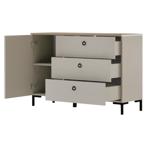 Komoda, sivohnedá Taupe/dub silverjack, DOMCA 1D3S