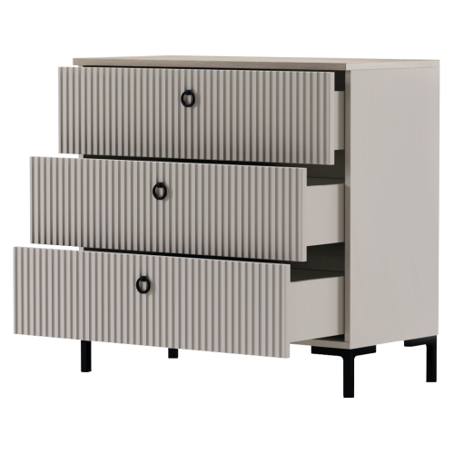 Komoda, sivohnedá Taupe/dub silverjack, DOMCA 3S