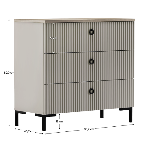 Komoda, sivohnedá Taupe/dub silverjack, DOMCA 3S