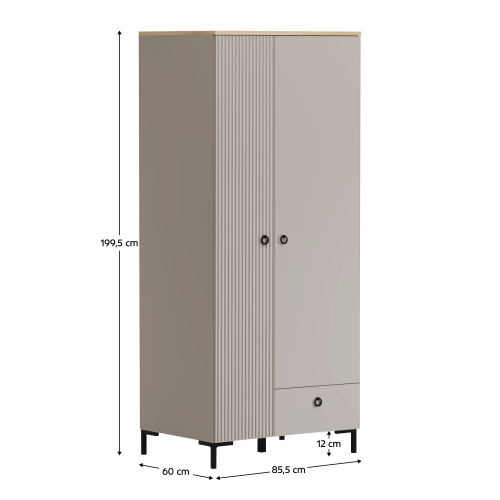 Skriňa, sivohnedá Taupe/dub silverjack, DOMCA 2D1S