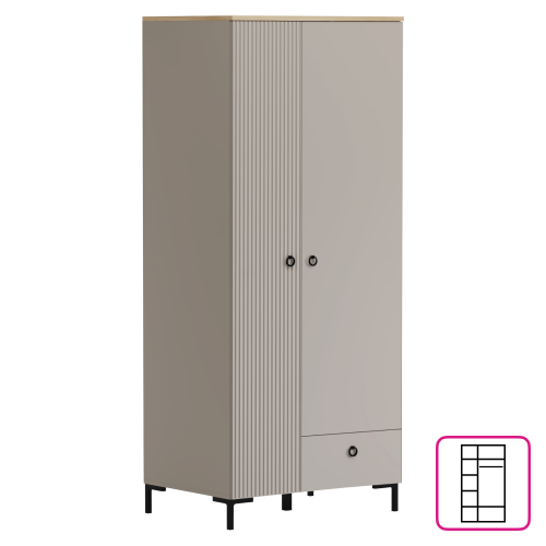 Skriňa, sivohnedá Taupe/dub silverjack, DOMCA 2D1S