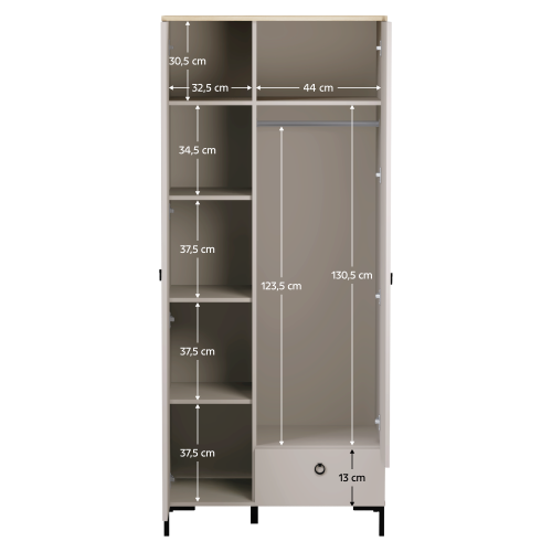 Skriňa, sivohnedá Taupe/dub silverjack, DOMCA 2D1S