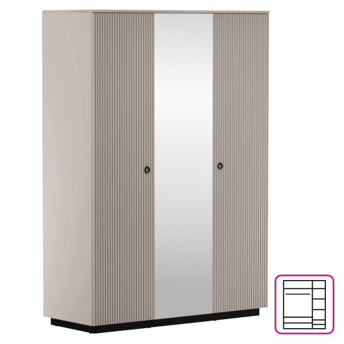 Skriňa so zrkadlom, sivohnedá Taupe/dub silverjack, DOMCA 3D